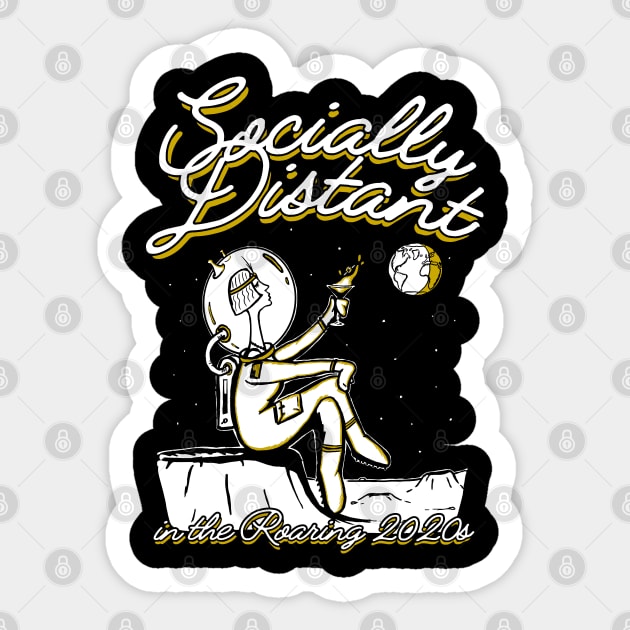 Socially Distant in the Roaring 2020s (Flapper on the moon) Sticker by UselessRob